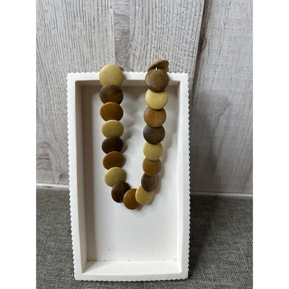 Vintage Brown Round Beaded Necklace Earthy Warm Boho Western Womens Fashion - Picture 2 of 4